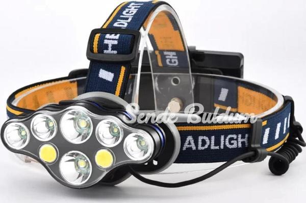Ps888 Güçlü Usb Şarj Edilebilir Profesyonel 8 Modlu 6000 Lümen 8 Led Su Geçirmez Kafa Lambası - Image 1