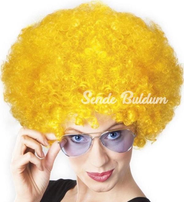 Sarı Renk Kıvırcık Afro Bonus Peruk - Image 1