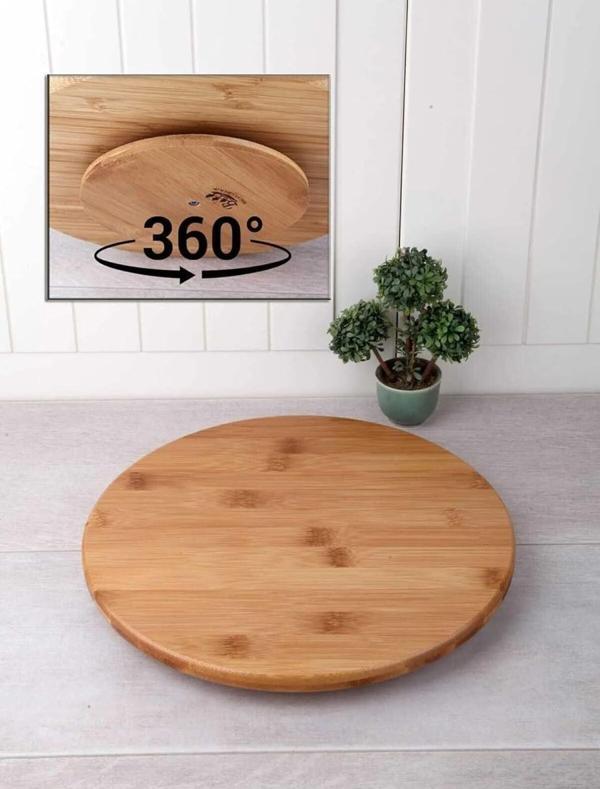 Busstier Bambu 360° Dönen Lüx Servis ve Sunum Tabağı - 30 cm Pizza ve Meze Tabağı - Image 1
