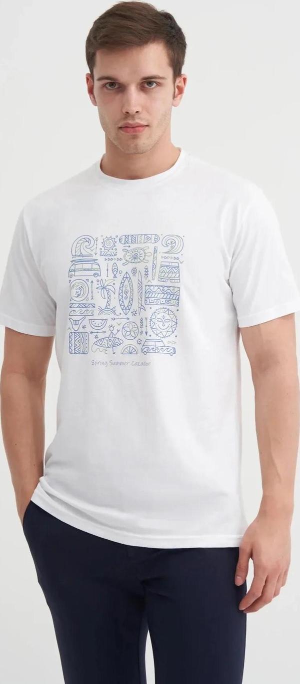 Cazador Bisiklet Yaka Regular Fit Pamuklu Baskılı Tişört - Image 1