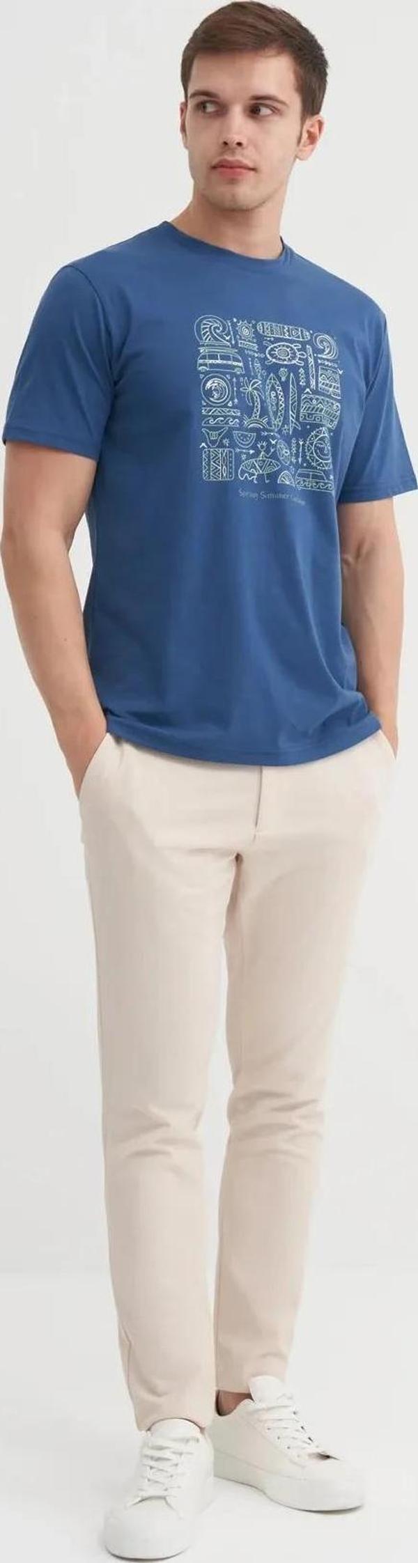 Cazador Bisiklet Yaka Regular Fit Pamuklu Baskılı Tişört - Image 1