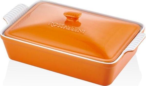 Rossallını Lıfe Buyuk Dıkdortgen Kapaklı Turuncu Fırın Kabı 38X23X8,5 Cm - Image 1