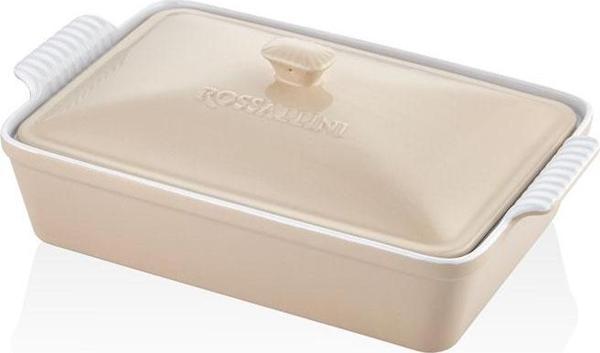 Rossallını Lıfe Buyuk Dıkdortgen Kapaklı Bej Fırın Kabı 38X23X8,5 Cm - Image 1