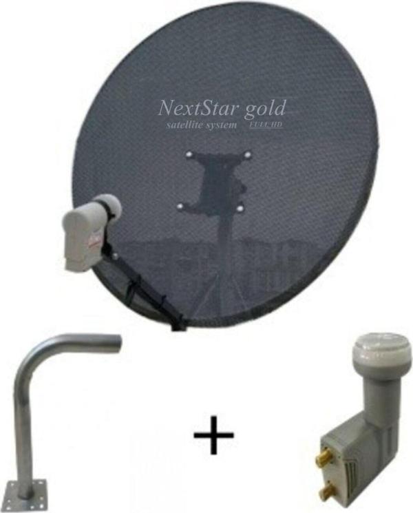 Next Nextstar 80 Cm Delikli Gri Nextstar Gold Çanak Anten 2 Li Lnb Hediye L Demir Ile Birlikte - Image 1