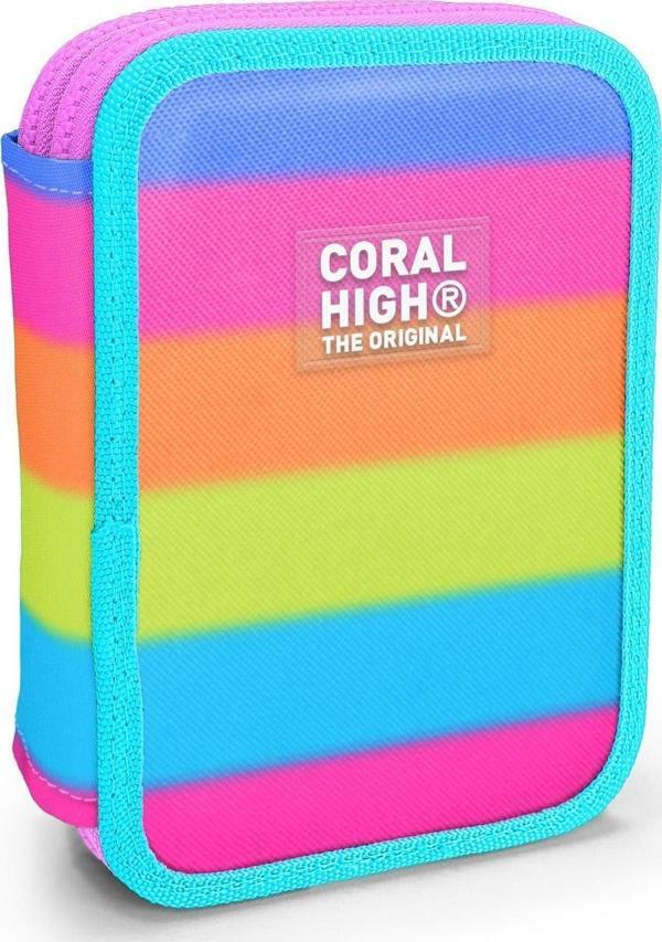 Coral High Kids Renkli Çizgili Çift Katlı Kalem Çanta 11140 - Image 1
