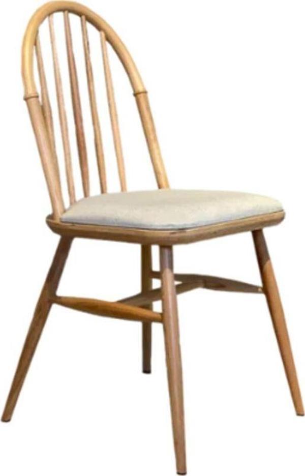 Rustica Döşemeli Classic Natural Ahşap Yemek Sandalyesi - Image 1