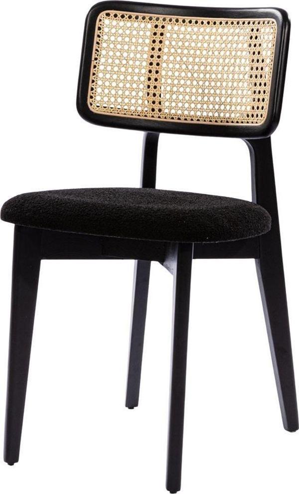 Gazzini Furniture Zeus Siyah Teddy Hazeranlı Siyah Ahşap Bohem Sandalye - Image 1
