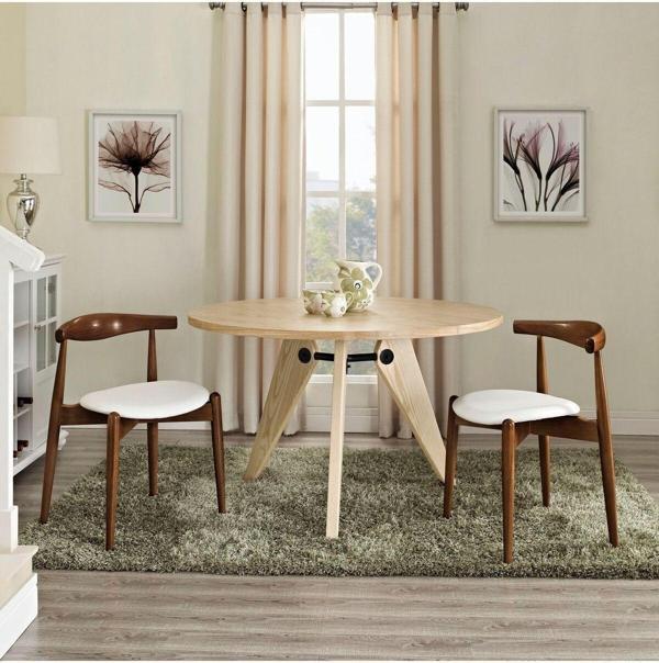Gazzini Furniture Aarhus Beyaz Iskandinav Ceviz Bohem Ahşap Sandalye - Image 1
