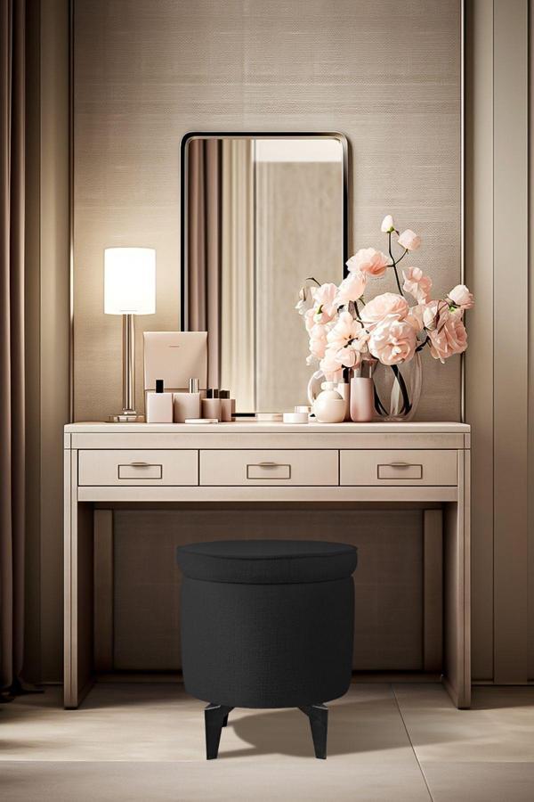 Gazzini Furniture Rio Retro Ayaklı Sandıklı Silindir Dekoratif Puf - Antrasit - Image 1