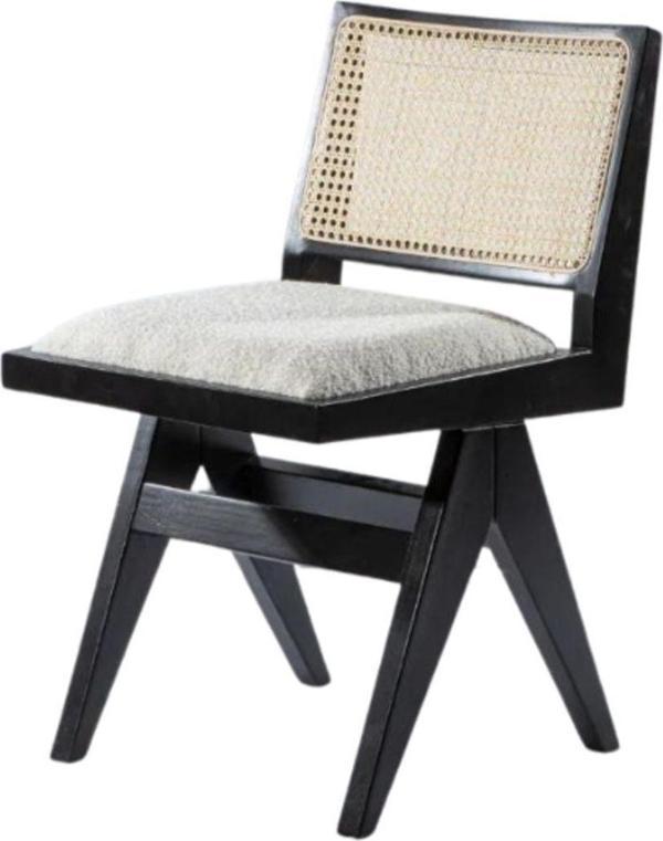Gazzini Furniture Lofoten Beyaz Pergel Hazeranlı Siyah Ahşap Sandalye - Image 1