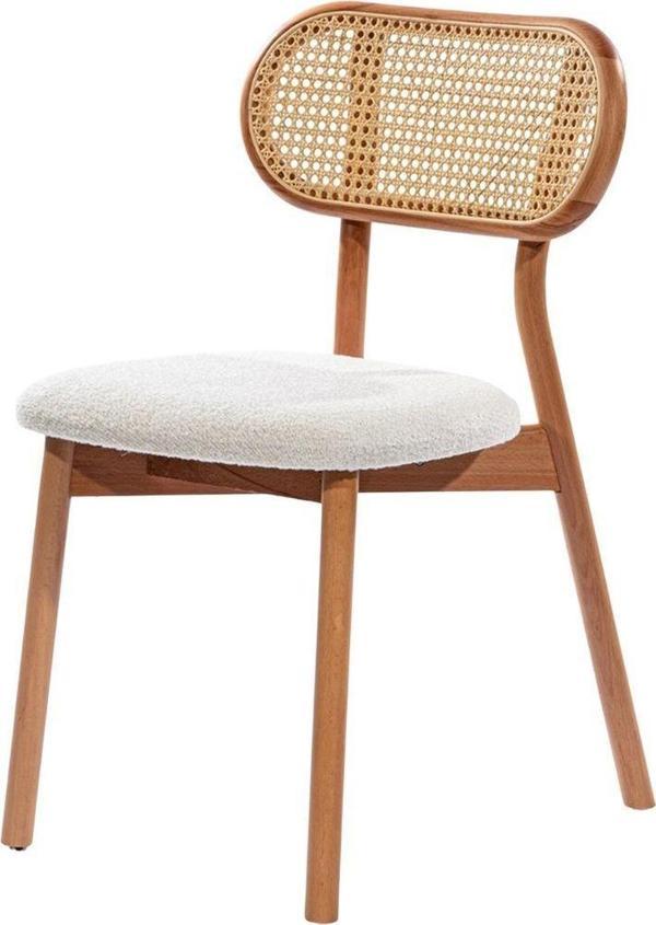 Gazzini Furniture Orpheus Beyaz Teddy Hazeranlı Natural Ahşap Sandalye - Image 1