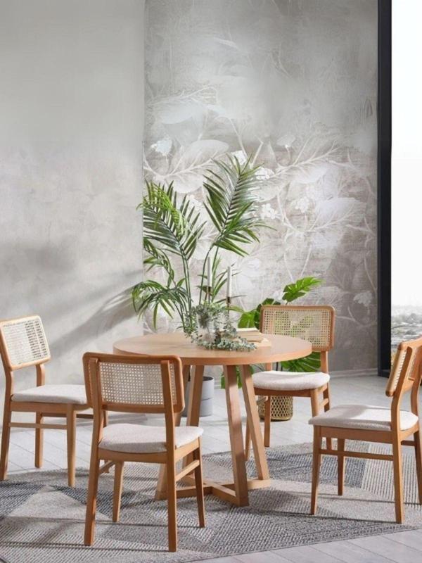 Gazzini Furniture Visby Beyaz Sedef Natural Ahşap Bohem Sandalye - Image 1