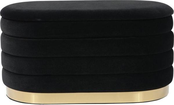 Gazzini Furniture Lungo Long Line Siyah Puf Luxery Gold Kaplama Dekoratif Puf Koltuk 40x90 cm - Image 1