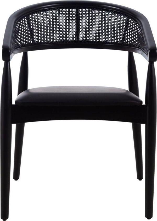 Gazzini Furniture Gazel Hasırlı Siyah Teddy Hazeran Siyah Ahşap Bohem Sandalye - Image 1