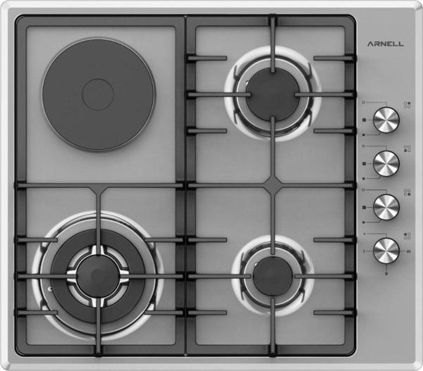 Arnell Ar-646 Inox Wok Gözlü 3 1 Göz Elektrikli Döküm Izgaralı Gaz Emiyetli Ankastre (Gömme) Tüplü Ocak - Image 1