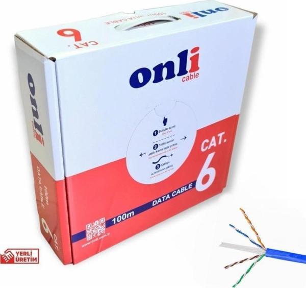 Onli 23AWG UTP CAT6 Network Kablosu Mavi 100Mt Yerli Üretim - Image 1