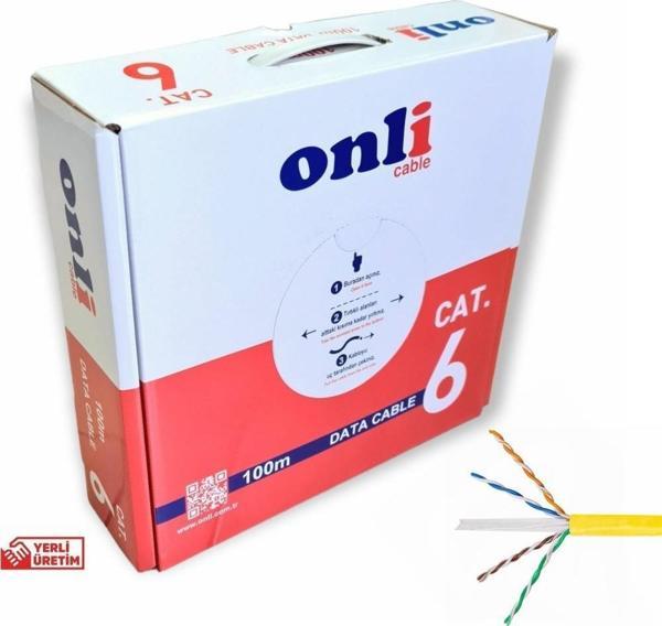 Onli 23AWG UTP CAT6 Network Kablosu Sarı 100Mt Yerli Üretim - Image 1