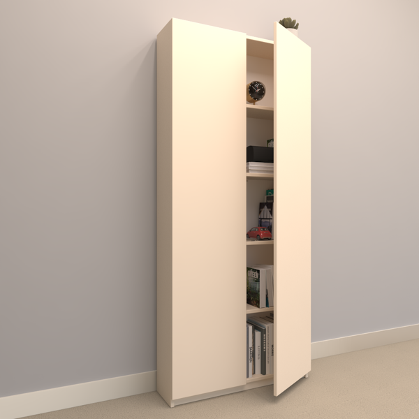 ASYA SUNTALAM KİTAPLIK ( 80 x 180 cm ) - KAPAKLI KREM ( MAT ) - Image 1
