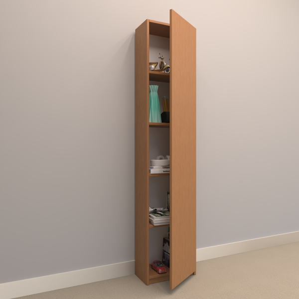 ALİNA SUNTALAM KİTAPLIK  ( 40 x 180 cm ) - KAPAKLI BAMBU ( PARLAK ) - Image 1