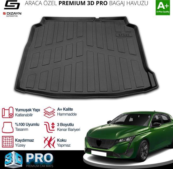 S-Dizayn Peugeot 308 3D Pro Bagaj Havuzu 2013-2021 A+ Kalite - Image 1