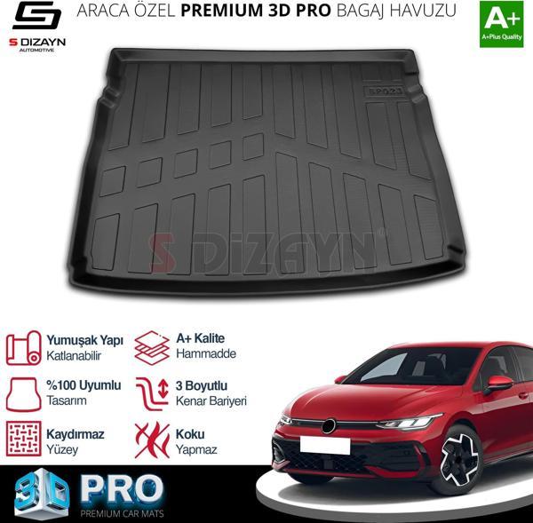 S-Dizayn VW Golf 8 3D Pro Bagaj Havuzu Üst Bagaj 2021-2024 A+ Kalite - Image 1