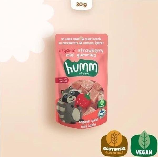 Nessiworld Humm Organik Çilekli Glutensiz Vegan Mini Küpler 30 Gr - Image 1