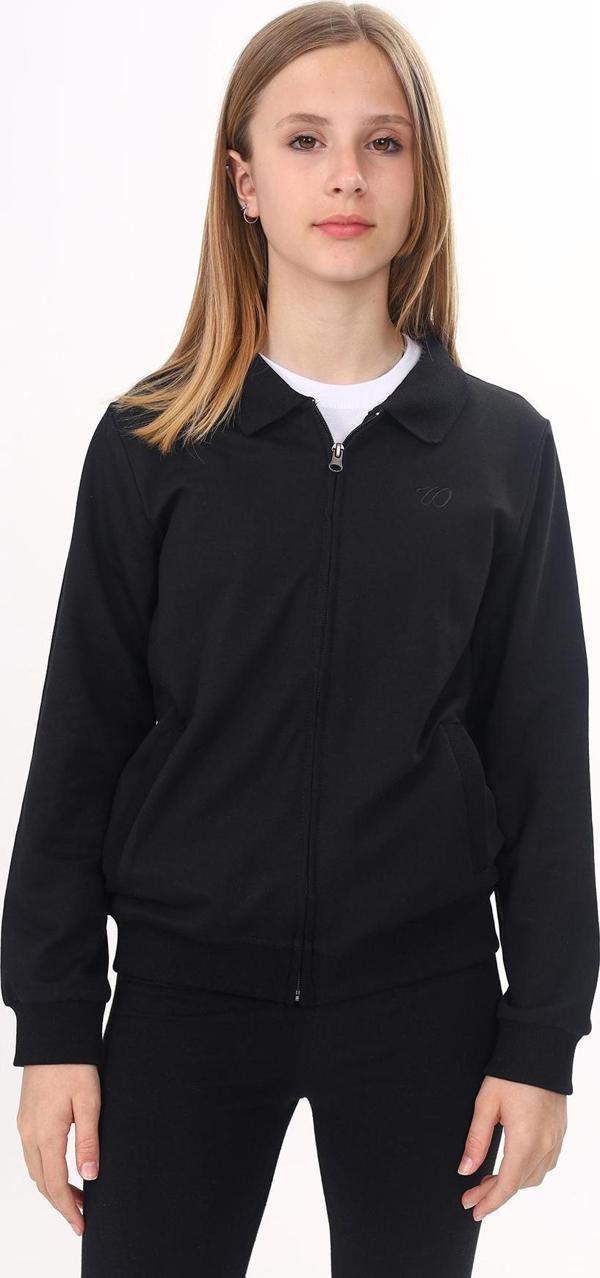 Toontoy Kız Çocuk Okul Nakışlı Hırka - Image 1