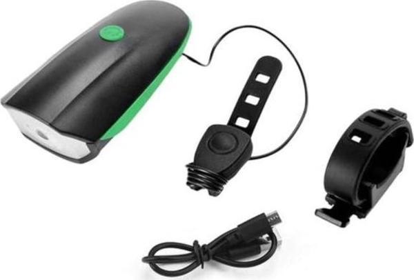 Forte GT 250 Lümen Bisiklet Ön Farı 2 İn 1 Korna 140 db Xbyc 6163 Usb Şarjlı Yeşil - Image 1