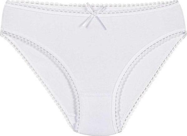 12 Adet Yıldız Bayan Modal Dantelli Bikini Külot Beyaz 3900 - Image 1