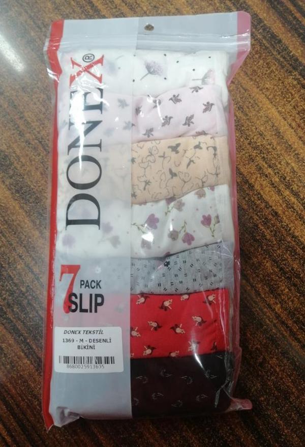 7 Adet Donex Bayan Desenli Bikini Slip Külot 1369 - Image 1