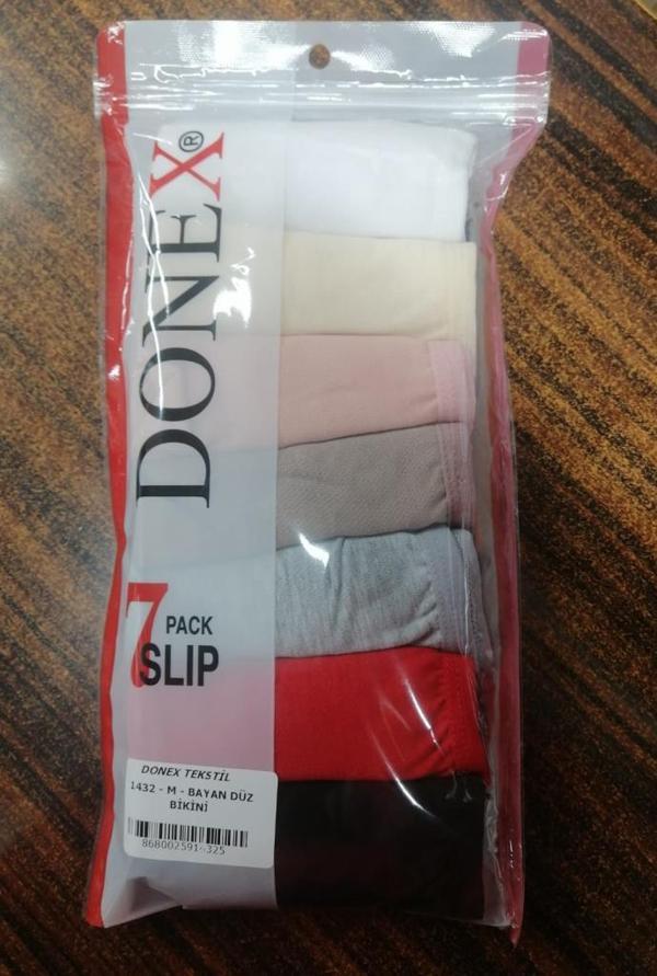 7 Adet Donex Bayan Düz Renk Bikini Slip Külot 1432 - Image 1