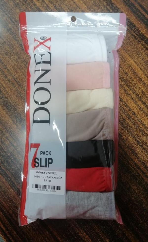 7 Adet Donex Bayan Düz Renk Bato Slip Külot 1436 - Image 1