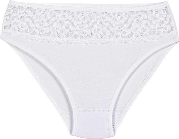 12 Adet Yıldız Bayan Likralı Dantelli Bikini Külot Beyaz 3785 - Image 1