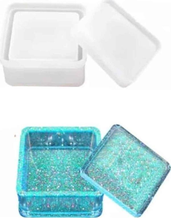 Epoksi Silikon Kalıp Kare   Mücevher Saklama Kutusu 8X8 CM - Image 1