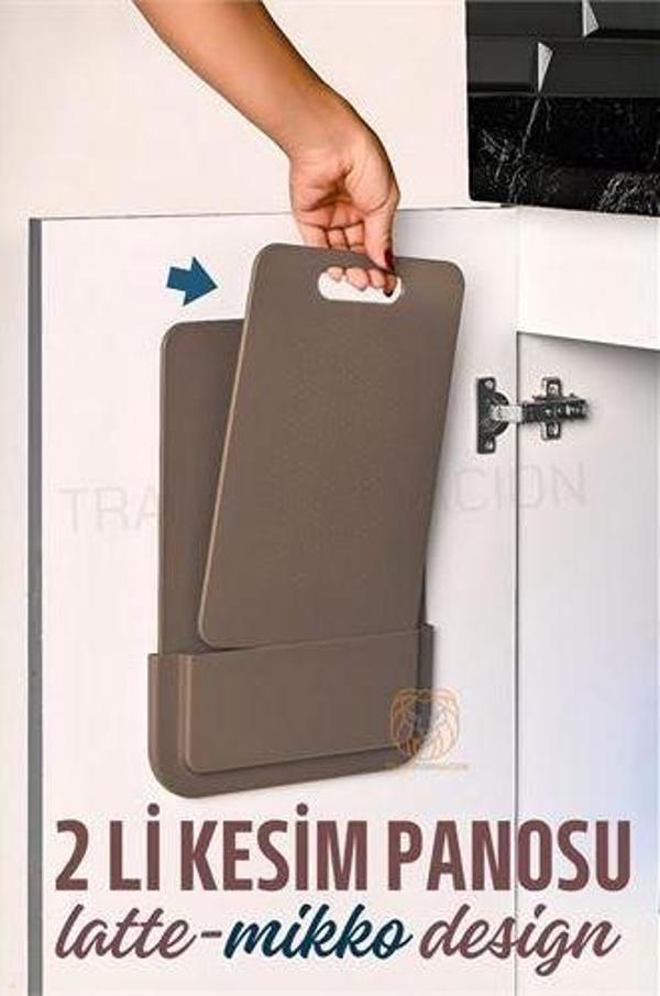 ModaCar 2 li Kesim Panosu Stantlı Yapışkanlı Kesim Tahtası LATTE Mikko Design - Image 1