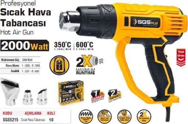 SGS Profesyonel Sıcak Hava Tabancası 2000 Watt SGS 5215 - Image 1