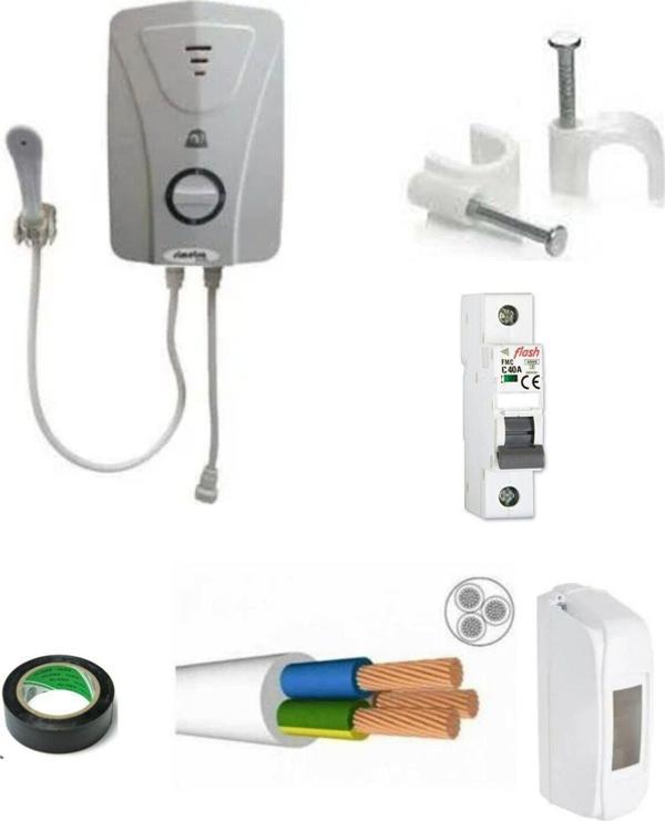 Premium Elektrikli Şofben 8mt Kablolu Takım Set - Image 1