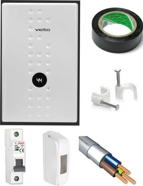 flow e9 9000 watt merkezi sistem güneş su ısıtma sistemıne uyumlu 4mt kablolu tam takım set - Image 1