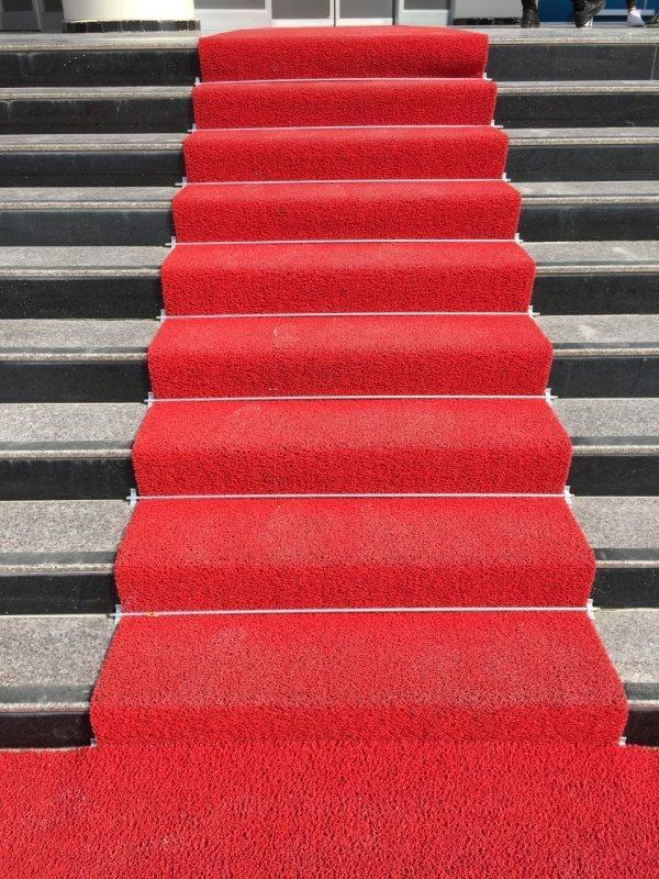COLOURMAT Kaydırmaz Kaymaz Yolluk Karmaşık Halı Kıvırcık Paspas 1m X 1m (KIRMIZI) - Image 1