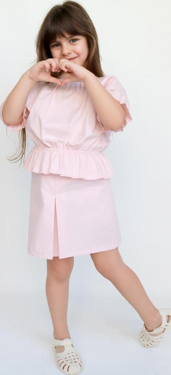 Kız Çocuk Alina Madonna Pudra Pembe Etek Bluz Takım - Image 1