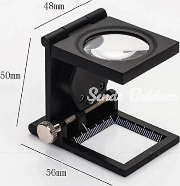 28x28 Mm Katlanır Sayaçlı Metal Lüp 2 Led Işıklı Büyüteç Tekstil Th9005a - Image 1