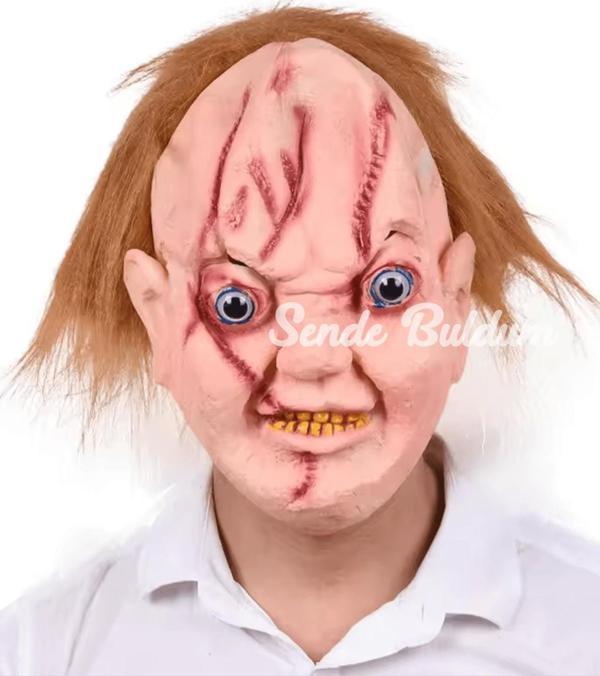 Çaki Maskesi Kahverengi Saçlı Lateks Et Chucky Çaki Maskesi - Image 1