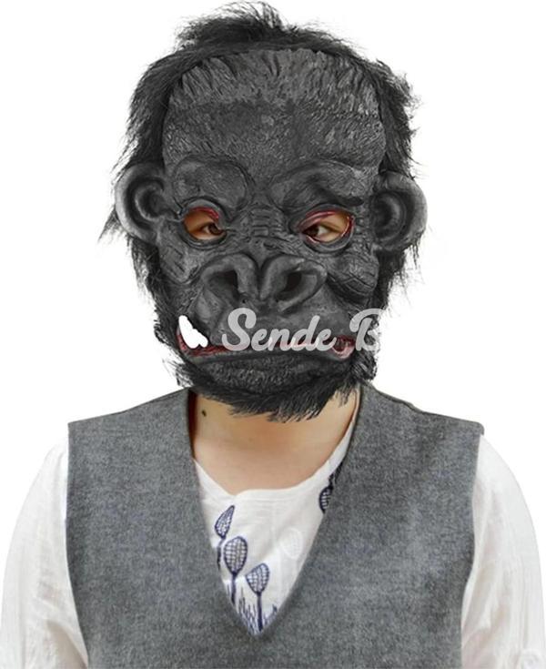 Lateks Goril Maskesi Maymun Maskesi Et Maskesi Orangutan Siyah Saçlı 4 No - Image 1