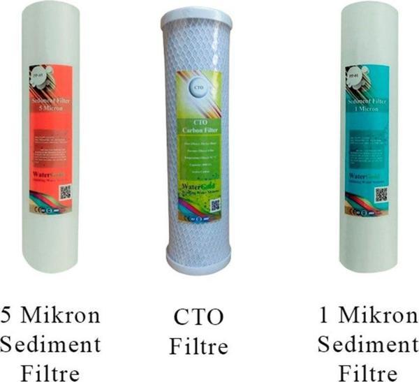 Watergold Açık Kasa Üçlü (3'Lü) Ekonomik Filtre Seti (Sediment 5 Mic-Cto-Sediment 1 Mic) - Image 1