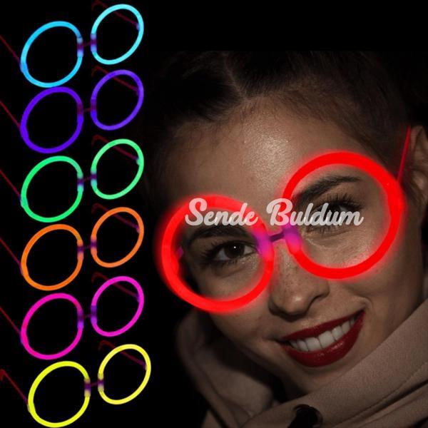 Glow Stick Parti Gözlüğü Glow Partisi Yuvarlak Şekilli Fosforlu Gözlük 6 Adet - Image 1