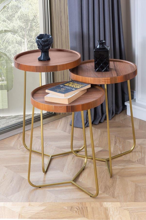 Sawoli Home Polen Gold Zigon Sehpa - Image 1