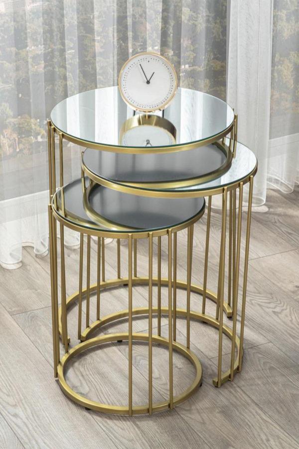 Sawoli Home Venüs Gold Metal Ayak Ayna Zigon Sehpa - Image 1