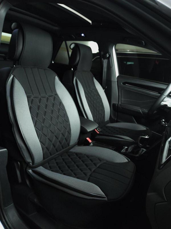 Skoda Kamiq Lüx Oto Koltuk Minderi Ön Arka 5'li Set ELEGANCE Serisi SİYAH GRİ - Image 1