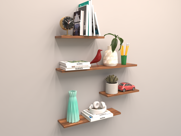 4 LÜ GİZLİ BAĞLANTILI RAF SET ( 80 - 60 - 40 - 40 ) HARELİ CEVİZ (MAT) - Image 1