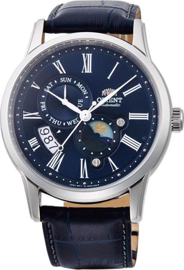 Orient RA-AK0011D30B Sun&Moon Kurmalı Otomatik Deri Lacivert Safir Cam 43 mm Erkek Kol Saati - Image 1